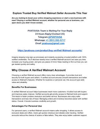 Explore Trusted Buy Verified Walmart Seller Accounts This Year