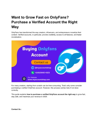 Want to Grow Fast on OnlyFans_ Purchase a Verified Account the Right Way
