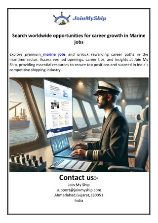 Search worldwide opportunities for career growth in Marine jobs
