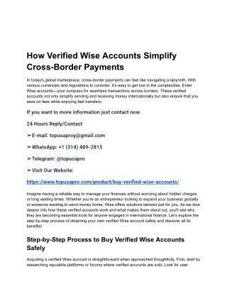 How Verified Wise Accounts Simplify Cross-Border Payments