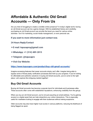 Affordable & Authentic Old Gmail Accounts — Only From Us