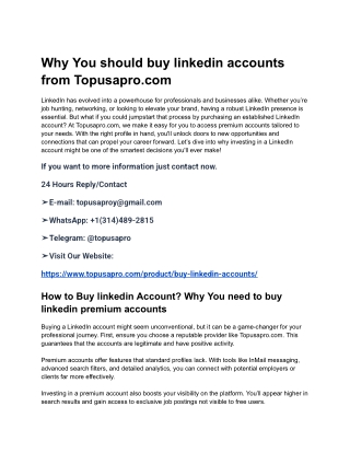 Why You should buy linkedin accounts from Topusapro