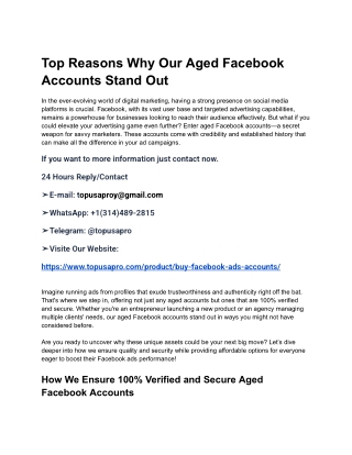 Top Reasons Why Our Aged Facebook Accounts Stand Out