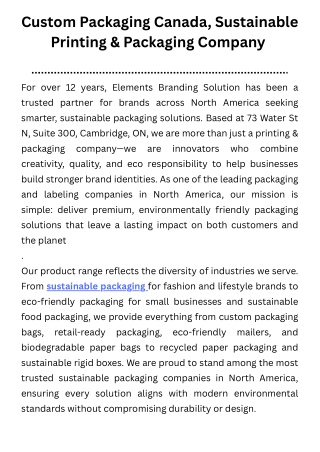_Sustainable Printing & Packaging Company