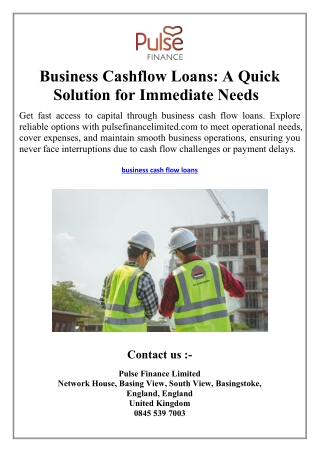 Business Cashflow Loans A Quick Solution for Immediate Needs