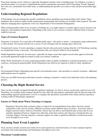 Navigating Laws and Permits for Porta Potty Rentals in St Petersburg, FL