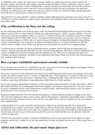 Auto Glass Near Columbia: What to Look For in a Certified Technician