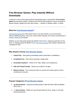 Free Browser Games_ Play Instantly Without Downloads