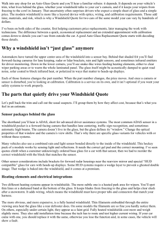 Windshield Sensors and Heating Elements: Impact on Auto Glass Quotes