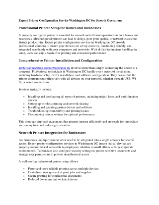 printer configuration service Washington DC