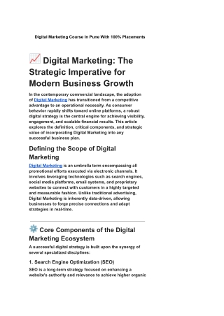 Digital Marketing Course In Pune With 100% Placements