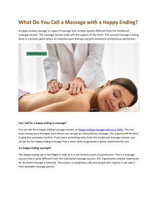 What Do You Call a Massage with a Happy Ending