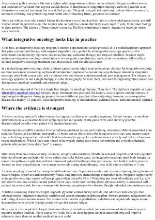 Women’s Health in Integrative Oncology: Breast Cancer Focus