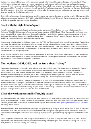 How to Prepare Your Car for a Columbia Windshield Replacement