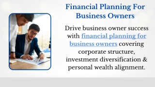 Financial Planning For Business Owners