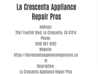 La Crescenta Appliance Repair Pros