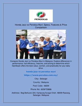 Honda Jazz vs Perodua Myvi: Specs, Features & Price Comparison