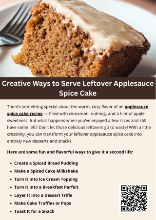 Creative Ways to Serve Leftover Applesauce Spice Cake