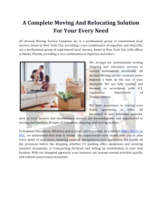 A Complete Moving And Relocating Solution For Your Every Need