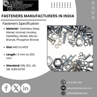 Fasteners | Bolts | Nuts | Screws - Caliber Enterprise
