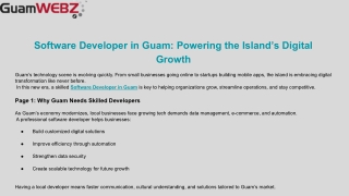The Role of a Software Developer in Guam | GuamWEBZ