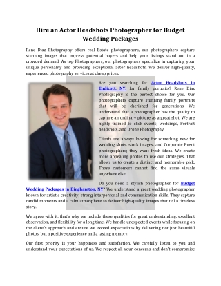 Hire an Actor Headshots Photographer for Budget Wedding Packages