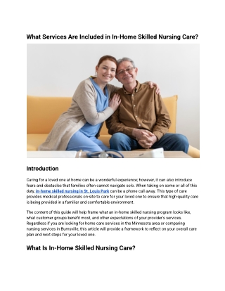 What Services Are Included in In-Home Skilled Nursing Care