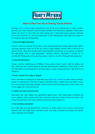 How to Plan Your Fly-In Fishing Trip to Ontario