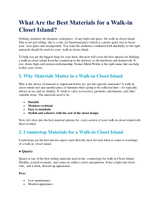 What Kind of Material Should You Use for a Walk-in Closet Island?