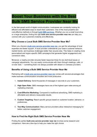 Boost Your Business with the Best Bulk SMS Service Provider Near Me