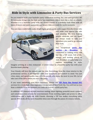 Ride in Style with Limousine & Party Bus Services