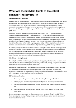 Dialectical Behavior Therapy