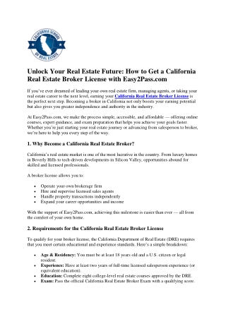 California Real Estate School