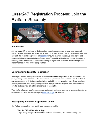 Laser247 Registration Process: Join the Platform Smoothly
