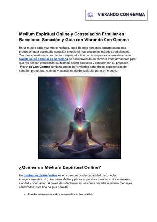 Medium Espiritual Online y Constelación Familiar en Barcelona_ Sanación y Guía con Vibrando Con Gemma