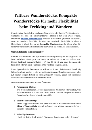 Faltbare Wanderstöcke_ Kompakte Wanderstöcke für mehr Flexibilität beim Trekking und Wandern