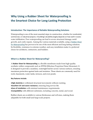 Durable and Reliable Rubber Sheet for Waterproofing Solutions