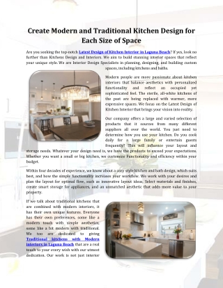 Create Modern and Traditional Kitchen Design for Each Size of Space