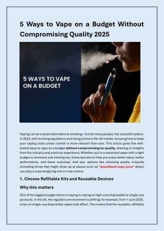 Top 5 Budget-Friendly Tips and Devices for Quality Vaping