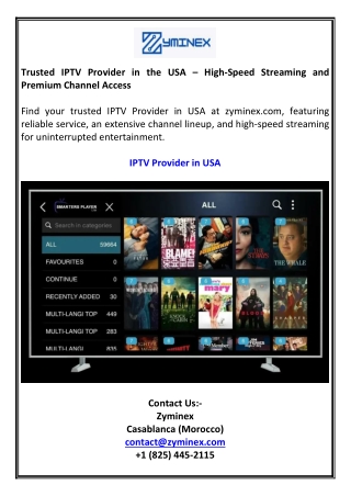 Trusted IPTV Provider in the USA – High-Speed Streaming and Premium Channel Acce