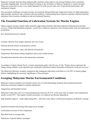 Marine Oil Solutions for Malaysia’s Maritime Fleet