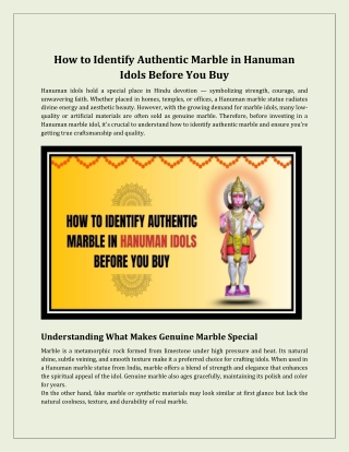 How to Identify Authentic Marble in Hanuman Idols Before You Buy