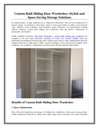Custom Built Sliding Door Wardrobes Stylish and Space-Saving Storage Solutions