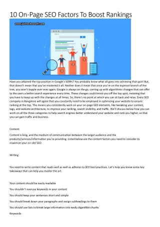 10 On-Page SEO Factors To Boost Rankings
