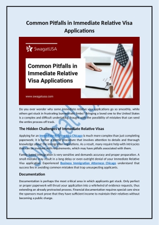 Common Pitfalls in Immediate Relative Visa Applications