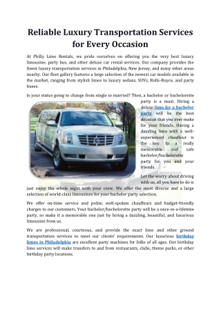 Reliable Luxury Transportation Services for Every Occasion