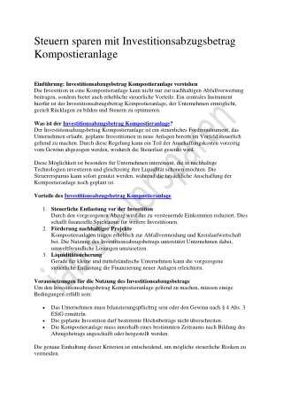 Steuern sparen mit Investitionsabzugsbetrag Kompostieranlage
