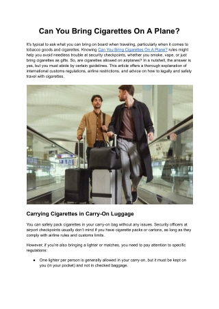 Can You Bring Cigarettes On A Plane?