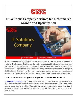 IT Solutions Company Services for E-commerce Growth and Optimization