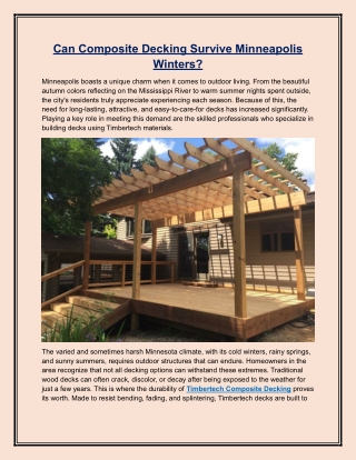 Can Composite Decking Survive Minneapolis Winters?